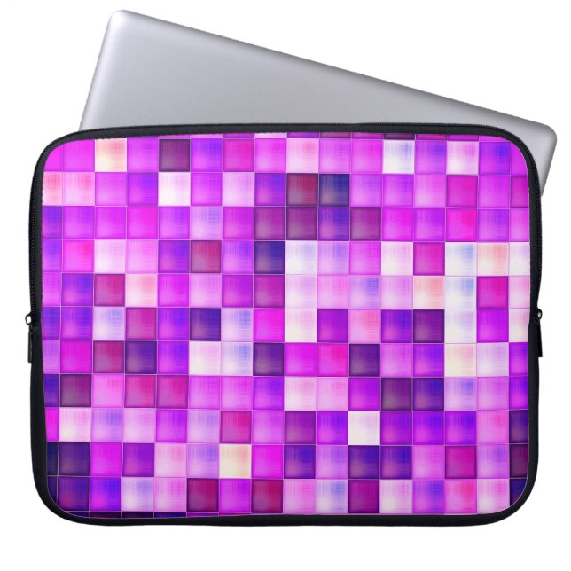 Video Game Pixels Pink Square Pattern Laptop Sleeve (Front)