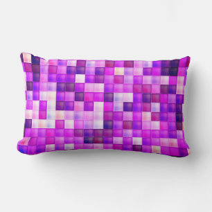 Video Game Pixels Pink Square Pattern Lumbar Pillow