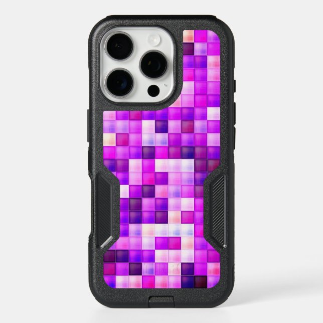 Video Game Pixels Pink Square Pattern Otterbox iPhone Case (Back)