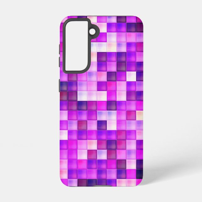 Video Game Pixels Pink Square Pattern Samsung Galaxy Case (Back)