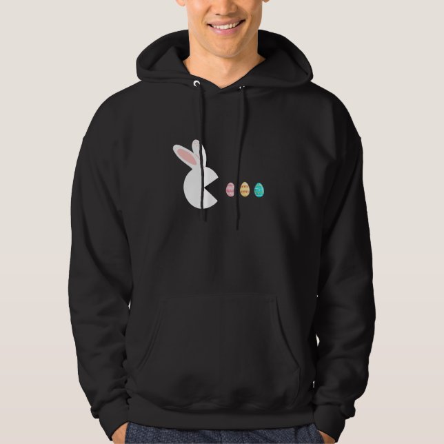 Video Game Rabbit Bunny Eggs Easter Gamer Kids Boy Hoodie (Front)