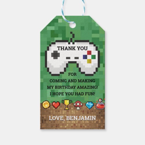 Video Game Retro Icons Level Up Birthday Gift Tags