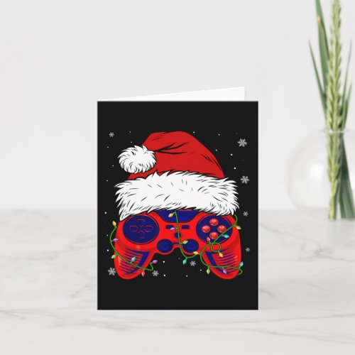 Video Game Santa Hat Fun Christmas PJs Lights Boys Card