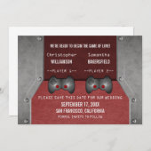 Video Game Save the Date Invite, Maroon (Front/Back)