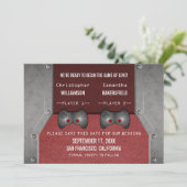 Video Game Save the Date Invite, Maroon (Standing Front)