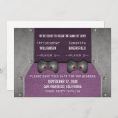 Video Game Save the Date Invite, Purple (Front/Back)