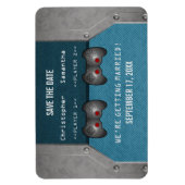 Video Game Save the Date Magnet, Blue Magnet (Vertical)