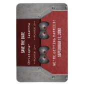 Video Game Save the Date Magnet, Maroon Magnet (Vertical)