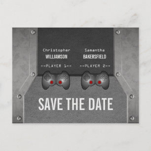 Video Game Save the Date Postcard, Gray Announcement Postcard