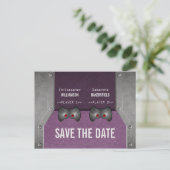 Video Game Save the Date Postcard, Purple Announcement Postcard (Standing Front)