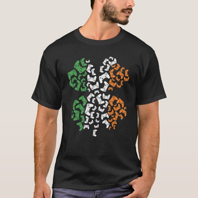 Video Game Shamrock Sport  St Patricks Day Apparel T-Shirt (Front)