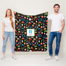 Video Game Snacks Party Kids Gamer Personalized Fleece Blanket