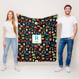 Video Game Snacks Party Kids Gamer Personalized Fleece Blanket