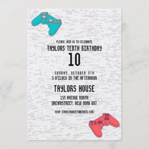 Video Game Sports Gamer Birthday Party Invitation