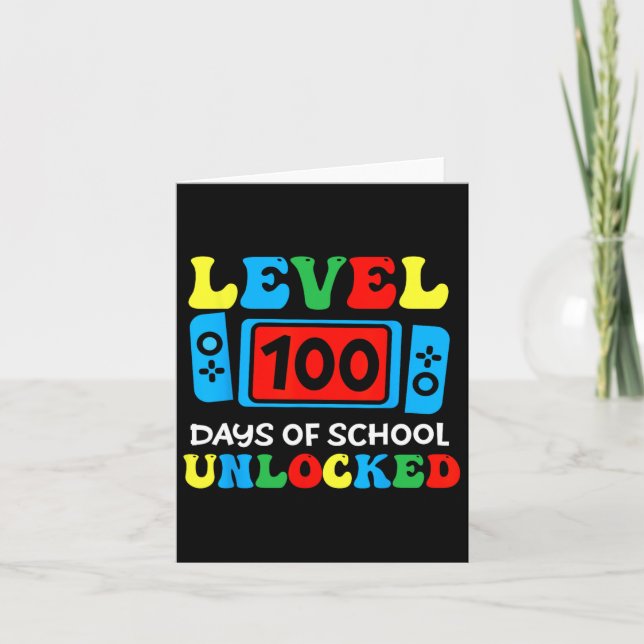Video Game Students Teachers 100 Days Of School Un Card (Front)