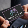 Video Game Tester Developer Gamer Modern Pink Neon Business Card