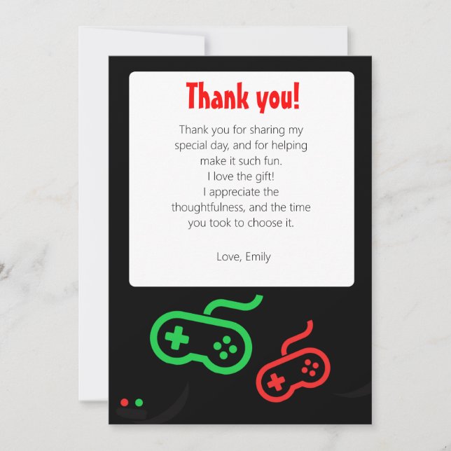 Video Game Thank You Card (Front)