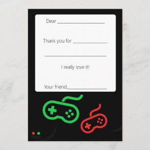 Video Game Thank You Card Fill in