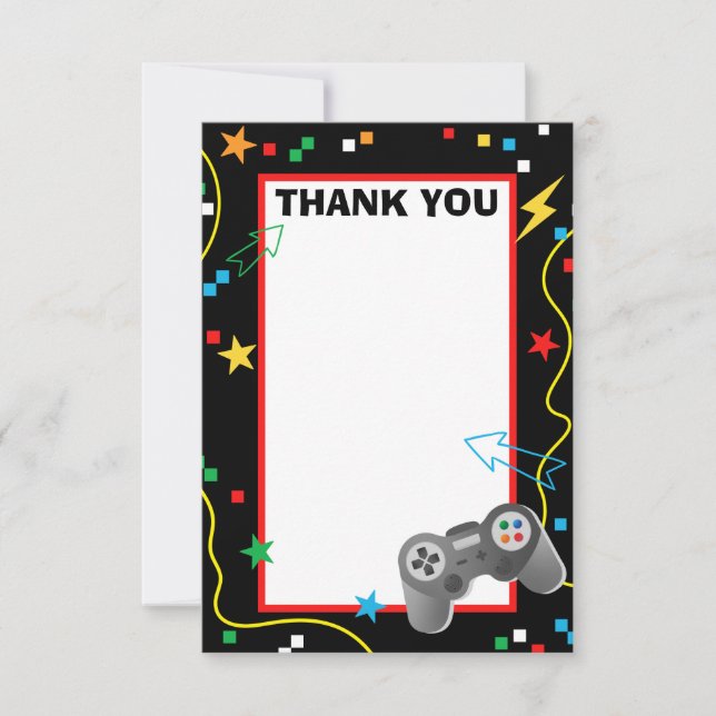 Video Game Thank You Card - Game On Birthday Party (Front)