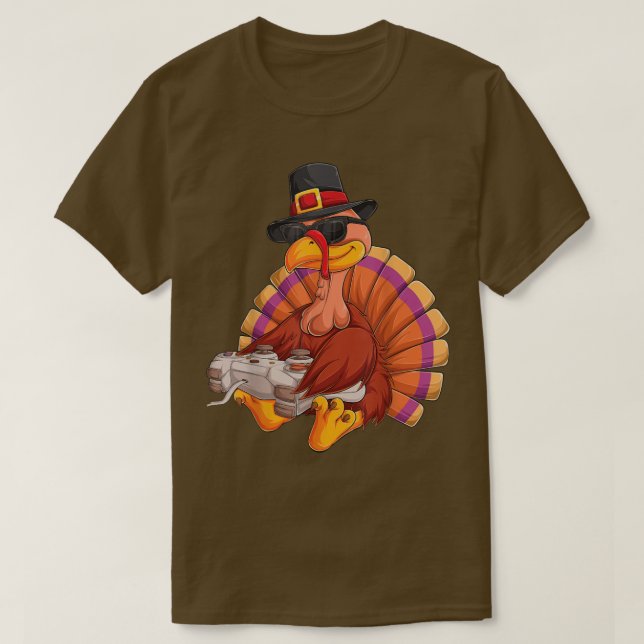Video Game Thanksgiving Turkey Gamer Boys Kids Tee (Design Front)