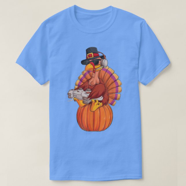 Video Game Thanksgiving Turkey Gamer Boys Kids Tee (Design Front)