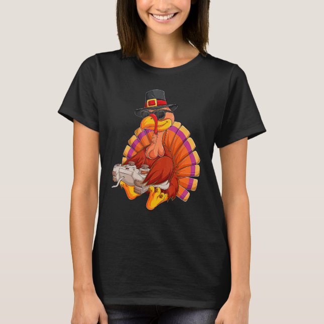 Video Game Thanksgiving Turkey Gamer Boys Kids Tee (Front)