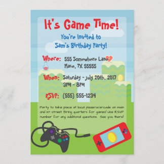Video Game Themed Birthday Invitation