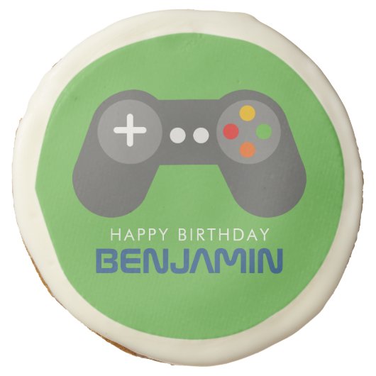 Video Game Themed Kids Birthday Party Sugar Cookie (Front)