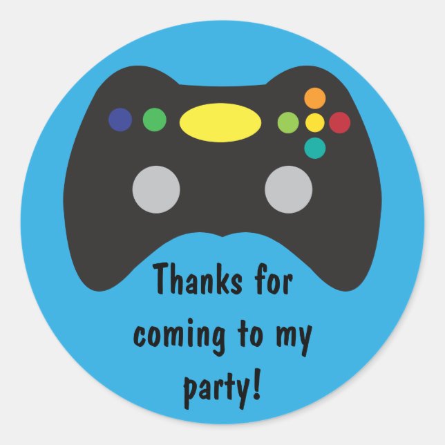 Video Game Truck Birthday Party Favor Classic Round Sticker (Front)