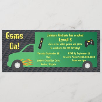 Video Game Truck Birthday Party Invitation by DaisyPrint at Zazzle