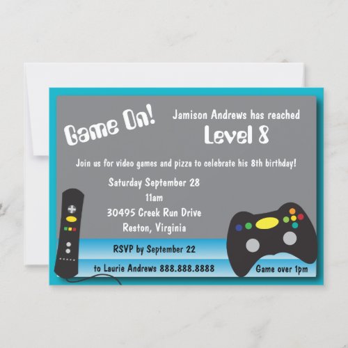 Video Game Truck Birthday Party Invitation