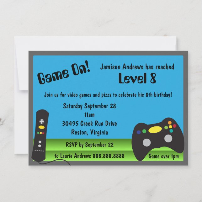 Video Game Truck Birthday Party Invitation (Front)
