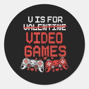 Video Game Valentines Day for Boys Kids Teenagers Classic Round Sticker