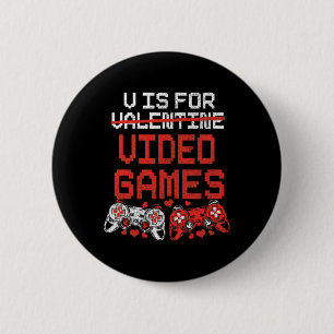 Video Game Valentines Day Shirt For Boys Kids Teen Button