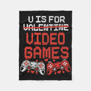 Video Game Valentines Day Shirt For Boys Kids Teen Fleece Blanket