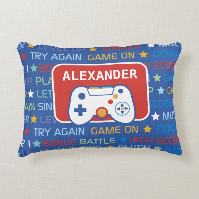 Video Game Words Accent Pillow (Front)