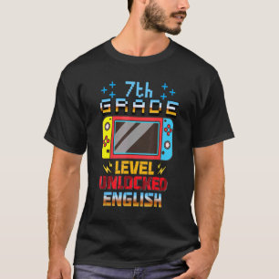 Video Gamer 7th Grade Level Unlocked English Back  T-Shirt