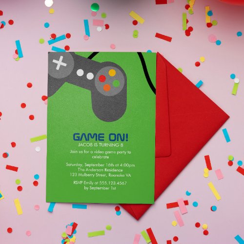 Video Gamer Birthday Party Invitation