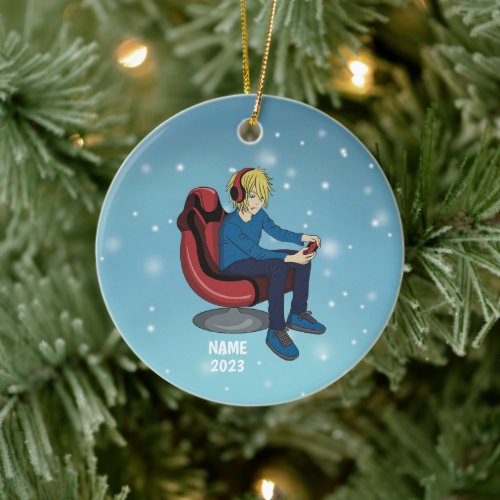 Video Gamer Ceramic Ornament