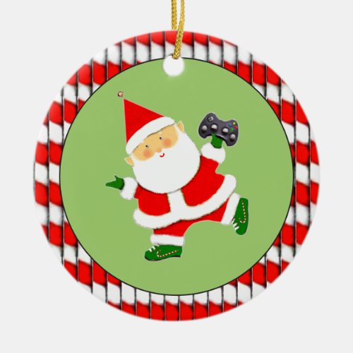 Video Gamer Christmas Ceramic Ornament