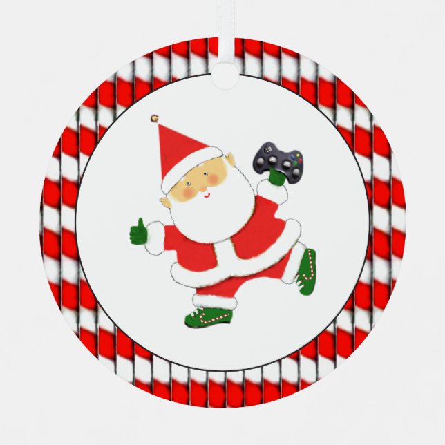 Video Gamer Christmas Collectible Metal Ornament (Front)