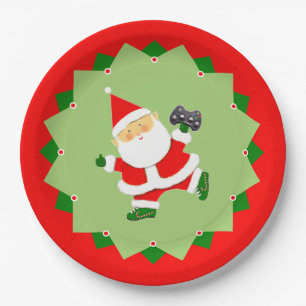 Video Gamer Christmas Holiday Paper Plates