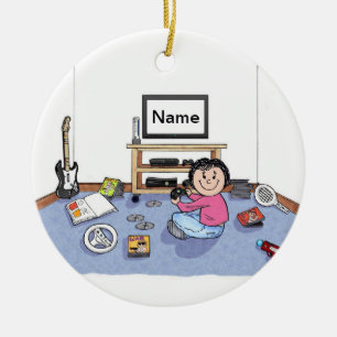 Video Gamer - Female Ceramic Ornament