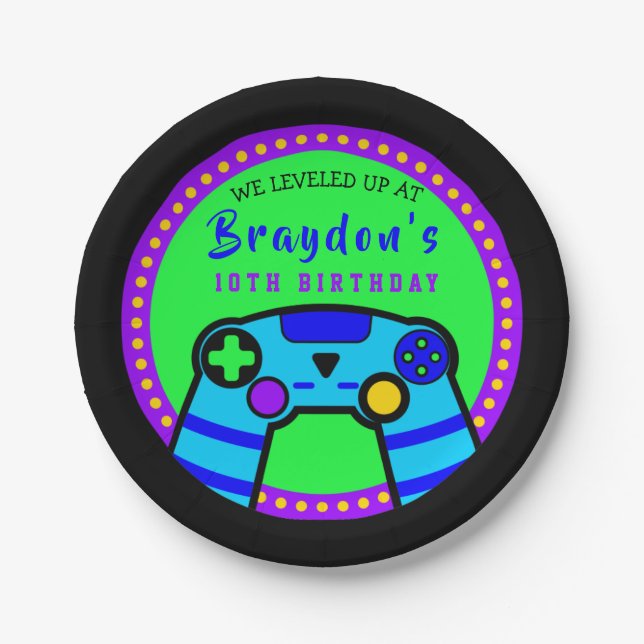 VIDEO GAMER GAMING Birthday Party Gift Take Home Paper Plates (Front)