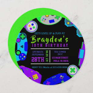 VIDEO GAMER GAMING Birthday Party Invitation