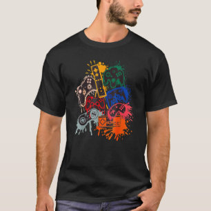 Video Gamer Gaming Game Controller Color Splat Men T-Shirt