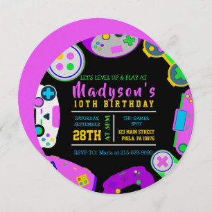 VIDEO GAMER GAMING Girl Birthday Party Invitation