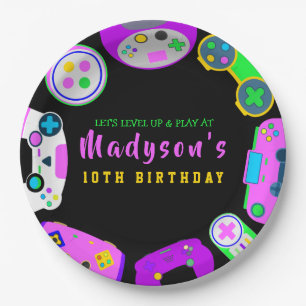 VIDEO GAMER GAMING Girl Birthday Party Invitation Paper Plates