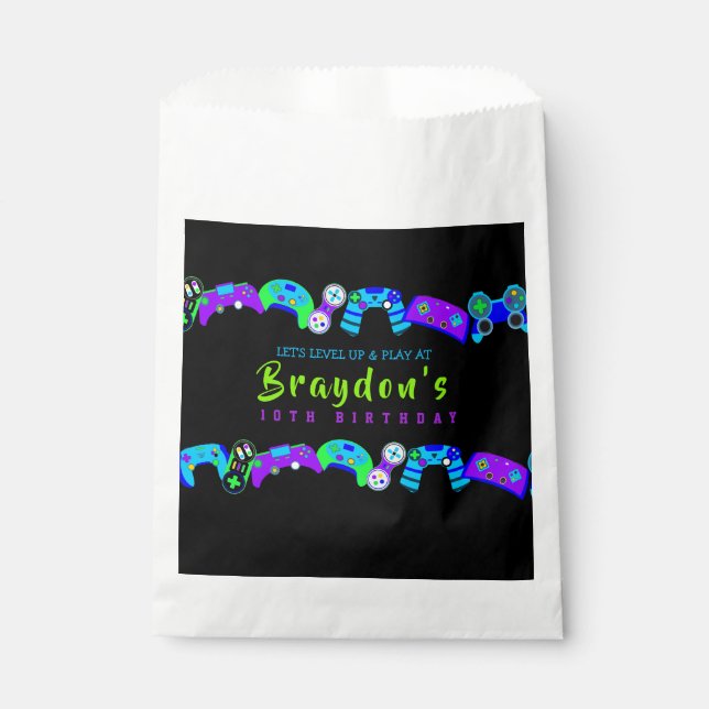 VIDEO GAMER GAMING Kids Birthday Party Favor Bag (Front)