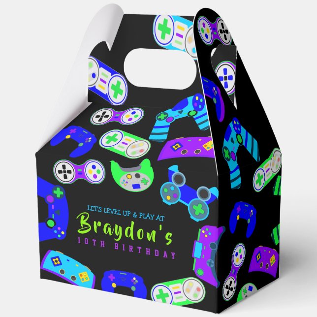 VIDEO GAMER GAMING Kids Birthday Party Favor Boxes (Back)